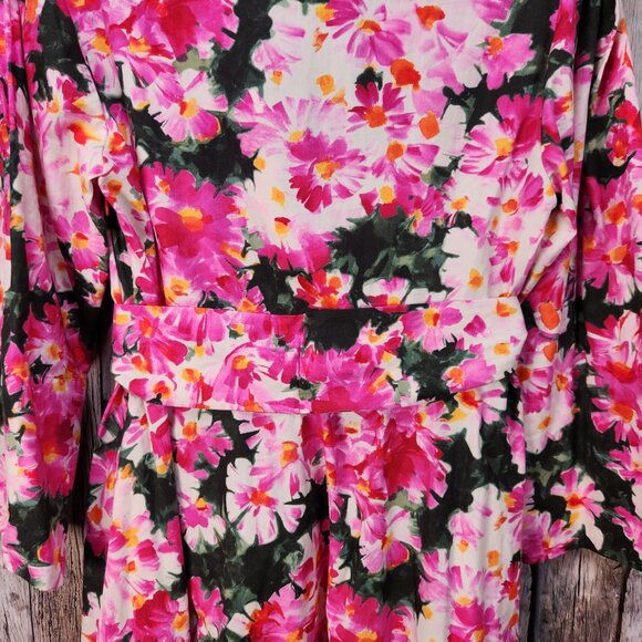 ZARA Pink Floral Print Midi Belted Dress - M - Picture 10 of 15